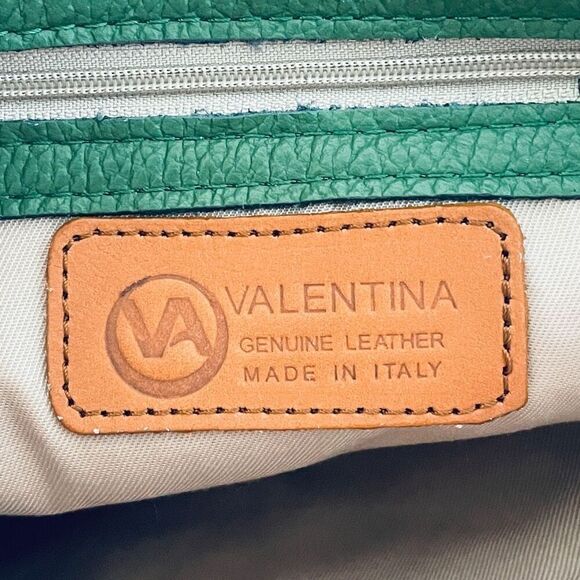 NWT Valentina Green Tan Italian Genuine Leather Convertible Sling Backpack Bag main image 12